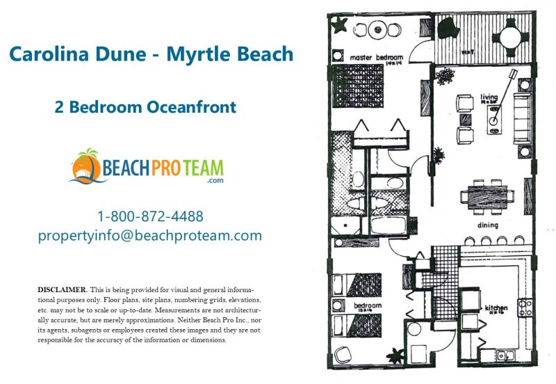 Carolina Dunes Floor Plan - 2 Bedroom Oceanfront